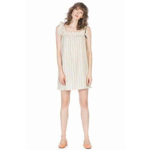 Leo & Sage Voile Stripe Printed Tank Mini Dress Crochet XS - Picture 1 of 6